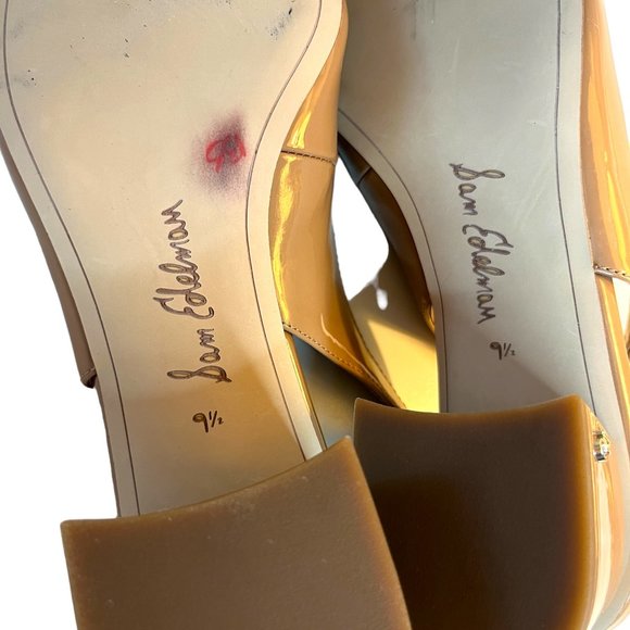 Sam Edelman Tamara Snip Toe Sling Back Block Heal Nude Shoes Women's Size 9.5 - Picture 4 of 9